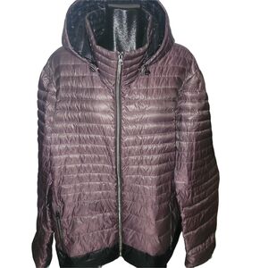 Nuage Sport Wine Colored Packable Quilted Down Puffer Jacket with Hood 3X